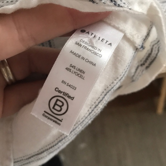 Athleta striped linen button down flowy top - Picture 8 of 8